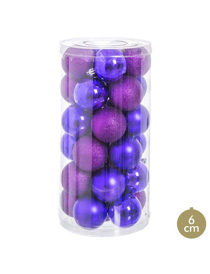 imagem de Bolas de Natal Roxo Plástico Purpurina 6x6x6 cm 30 un1