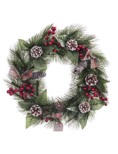 imagem de Coroa de Natal Branco Vermelho Verde Natural PVC 40 cm1