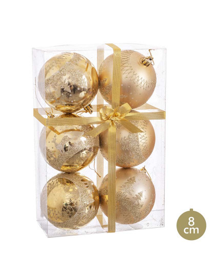 imagem de Bolas de Natal Dourado Plástico Cervo 8x8x8 cm 6 un1