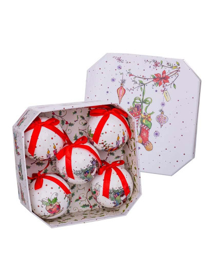 imagem de Bolas de Natal Branco Multicor Papel PolyFoam 7,5x7,5x7,5 cm 5 un1