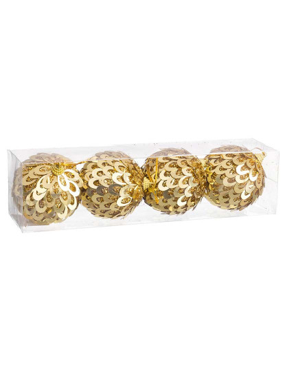 imagem de Bolas de Natal Dourado Plástico PolyFoam 8x8x8 cm 4 un1