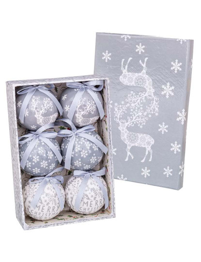 imagem de Bolas de Natal Branco Prateado Papel PolyFoam 7,5x7,5x7,5 cm 6 un1