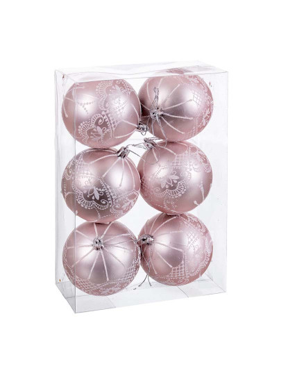 imagem de Bolas de Natal Rosa Plástico 8 cm 6 un1