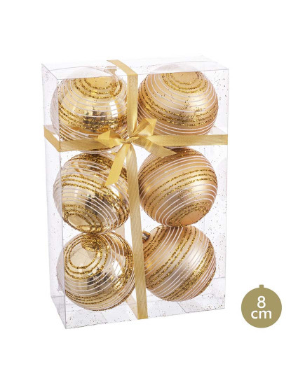 imagem de Bolas de Natal Dourado Plástico Espiral 8x8x8 cm 6 un1