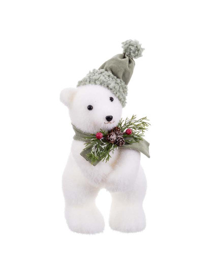 imagem de Enfeite de Natal Branco Multicor Plástico PolyFoam Tecido Urso 13x15x30 cm1