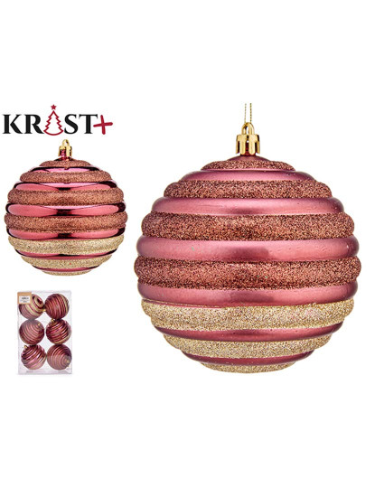 imagem de Conjunto Bolas de Natal Círculos Rosa Plástico 10x11x10 cm 6 un1
