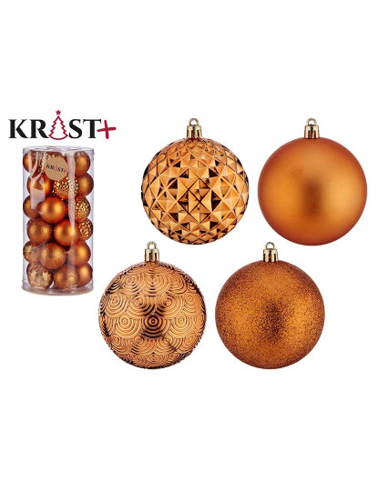 imagem de Conjunto Bolas de Natal 8 cm Laranja PVC 4 un1