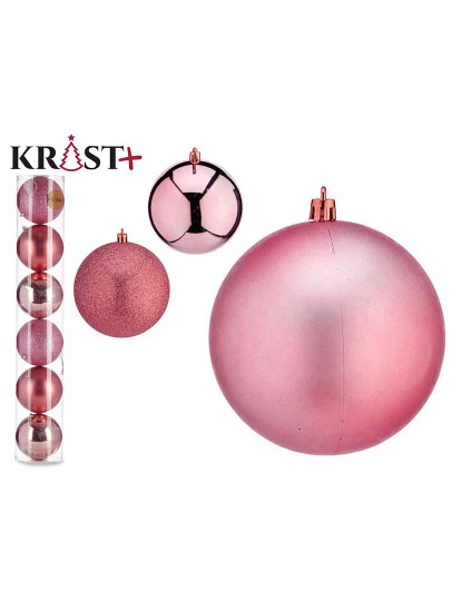 imagem de Conjunto Bolas de Natal Rosa Plástico 12x13x12 cm 6 un1