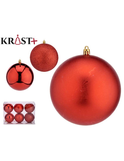 imagem de Conjunto Bolas de Natal Vermelho Plástico 12x13x12 cm 6 un1