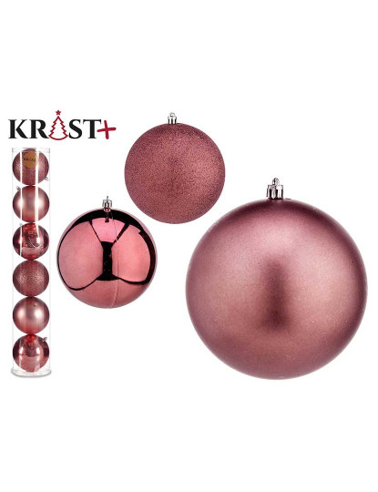 imagem de Conjunto Bolas de Natal Rosa Plástico Ø 12 cm 6 un1