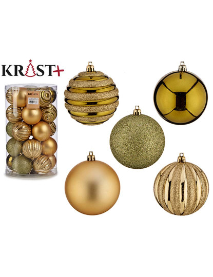 imagem de Conjunto Bolas de Natal Verde Dourado PVC 8x9x8 cm 4 un1