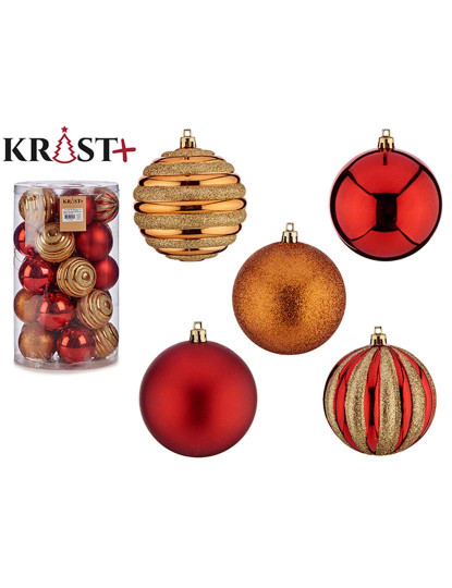 imagem de Conjunto Bolas de Natal Vermelho Laranja PVC Ø 8 cm 4 un1