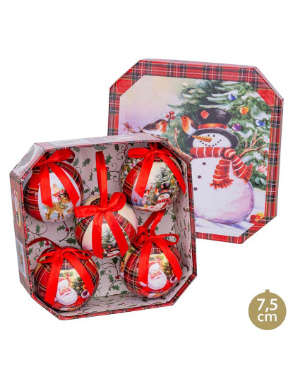 imagem de Bolas de Natal Vermelho Multicor Papel PolyFoam Boneco de Neve 7,5x7,5x7,5 cm 5 un2