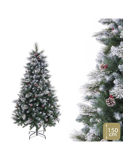 imagem de Árvore de Natal Branco Vermelho Verde Natural PVC Metal Polietileno 150 cm2