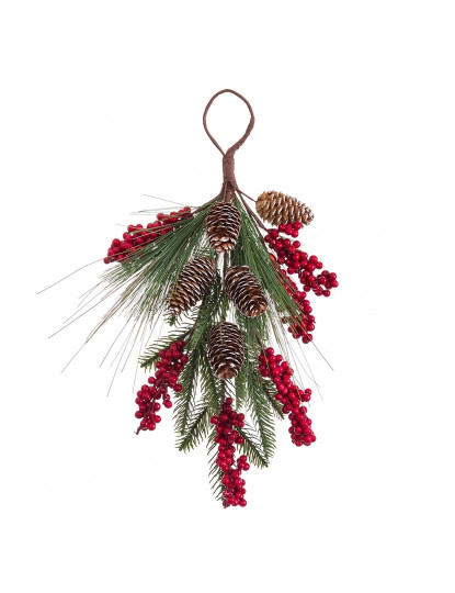 imagem de Decoração Portas Natal Vermelho Verde Natural Plástico Pinhas 42 cm2