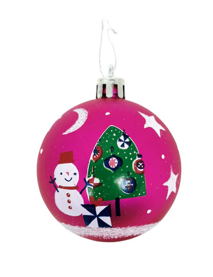 imagem de Bola de Natal Peppa Pig Cosy corner Fúschia 6 un Plástico Ø 8 cm2