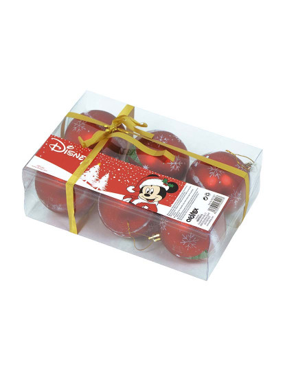 Jogo de Bolas de Natal Mickey Mouse, Branco/Dourado, 6 Bolas de