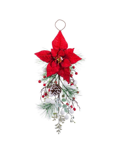 imagem de Decoração Portas Natal Vermelho Multicor Plástico Tecido Pinhas 60 cm2