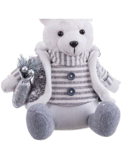 imagem de Enfeite de Natal Branco Cinza Arena Tecido Urso polar 10x13x28 cm3