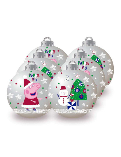 imagem de Bola de Natal Peppa Pig Cosy corner Prateado 6 un Plástico Ø 8 cm3