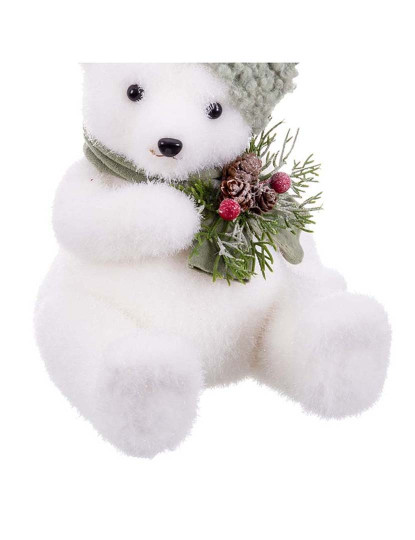 imagem de Enfeite de Natal Branco Multicor Plástico PolyFoam Tecido Urso 18x18x22 cm3