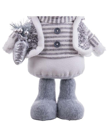 imagem de Enfeite de Natal Branco Cinza Metal Tecido Urso polar 20x10x33 cm3