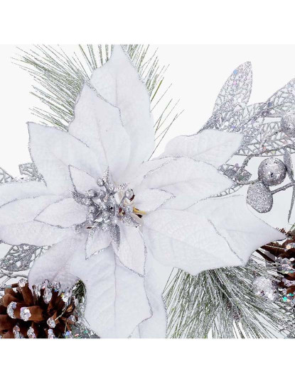 imagem de Decoração Portas Natal Branco Prateado Plástico Pinhas 73 cm3