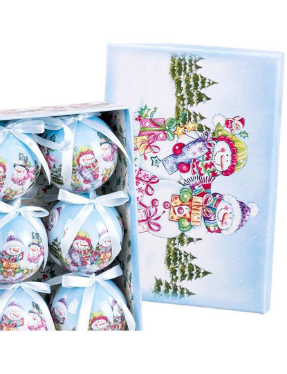 imagem de Bolas de Natal Multicor PolyFoam Boneco de Neve 7,5x7,5x7,5 cm 6 un3