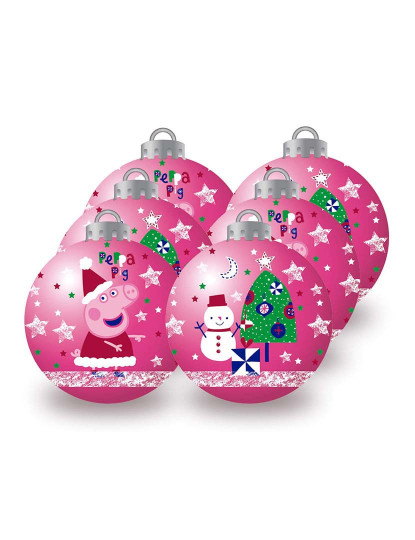 imagem de Bola de Natal Peppa Pig Cosy corner Fúschia 6 un Plástico Ø 8 cm3