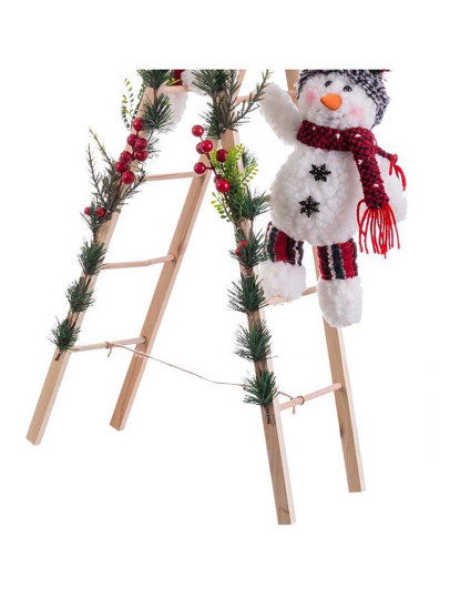 imagem de Enfeite de Natal Multicor Madeira Tecido Boneco de Neve 30x15x76 cm3