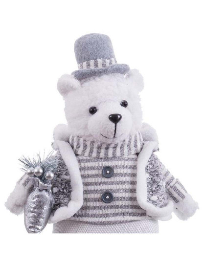 imagem de Enfeite de Natal Branco Cinza Metal Tecido Urso polar 20x10x33 cm4