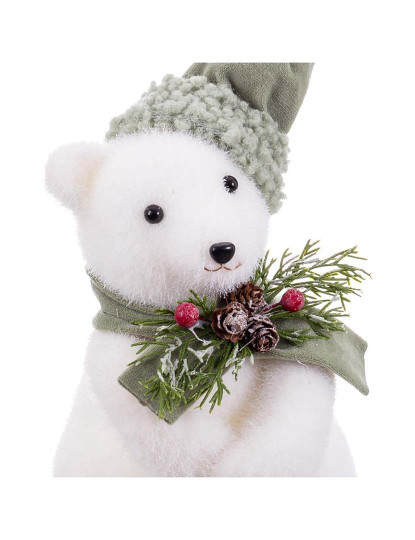 imagem de Enfeite de Natal Branco Multicor Plástico PolyFoam Tecido Urso 13x15x30 cm4