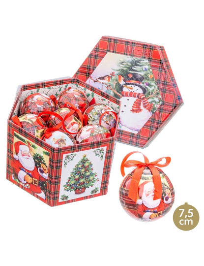 imagem de Bolas de Natal Vermelho Multicor Papel PolyFoam Boneco de Neve 7,5x7,5x7,5 cm 14 un4