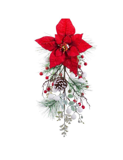 imagem de Decoração Portas Natal Vermelho Multicor Plástico Tecido Pinhas 60 cm4