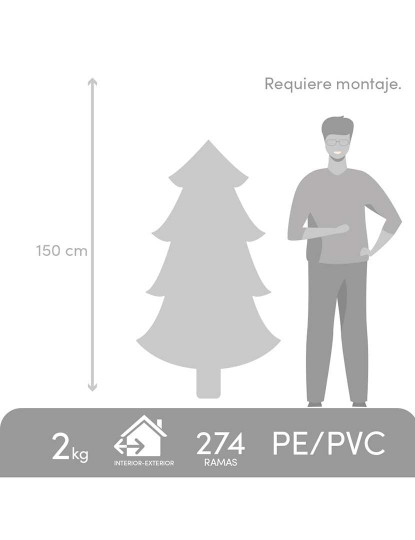 imagem de Árvore de Natal Branco Multicor PVC Metal Polietileno 80x80x150 cm6