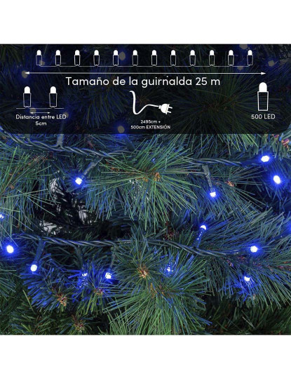 imagem de Grinalda de Luzes LED 25 m Azul Branco 6 W Natal7