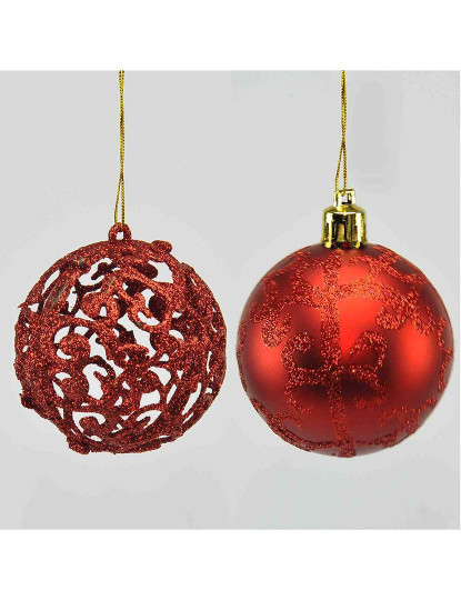 imagem de Bolas de Natal Vermelho Plástico 6x6x6 cm 12 un8