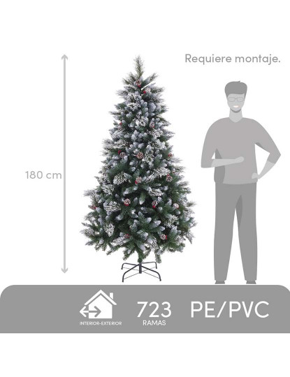 imagem de Árvore de Natal Branco Vermelho Verde Natural PVC Metal Polietileno Plástico 180 cm6