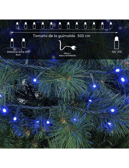 imagem de Grinalda de Luzes LED 5 m Azul Branco 3,6 W Natal9