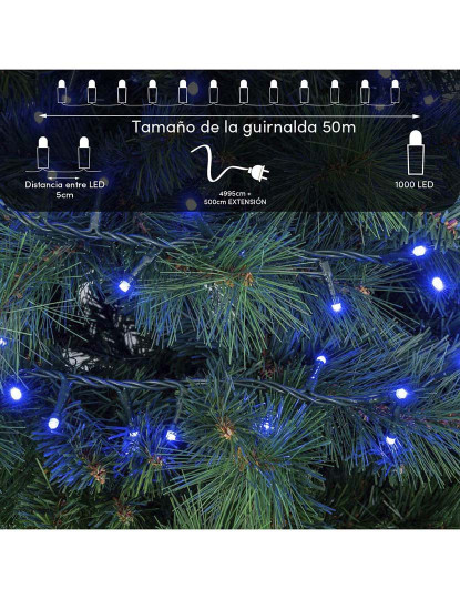 imagem de Grinalda de Luzes LED 50 m Azul Branco 6 W Natal7