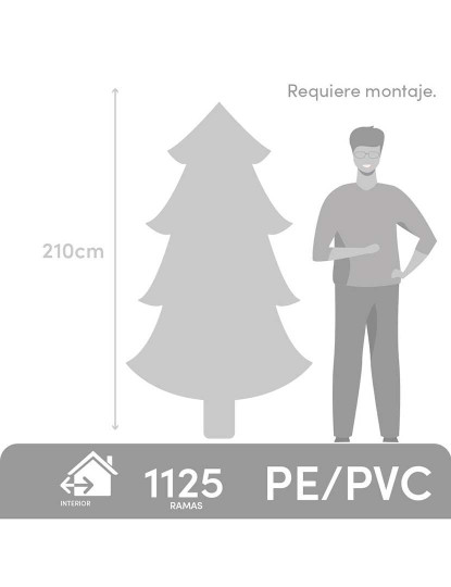 imagem de Árvore de Natal Branco Verde PVC Metal Polietileno Nevado 210 cm5