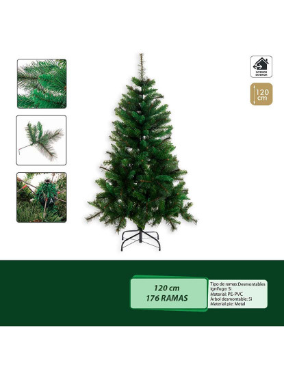 imagem de Árvore de Natal Verde PVC Metal Polietileno 120 cm7