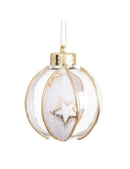 imagem de Bolas de Natal Branco Transparente Dourado Plástico Tecido Estrelas 8x8x8 cm 4 un2