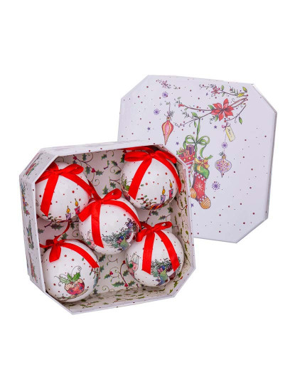 imagem de Bolas de Natal Branco Multicor Papel PolyFoam 7,5x7,5x7,5 cm 5 un5