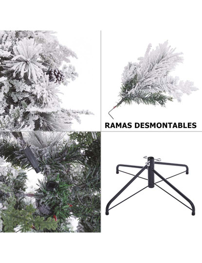 imagem de Árvore de Natal Branco Verde PVC Metal Polietileno Nevado 240 cm8