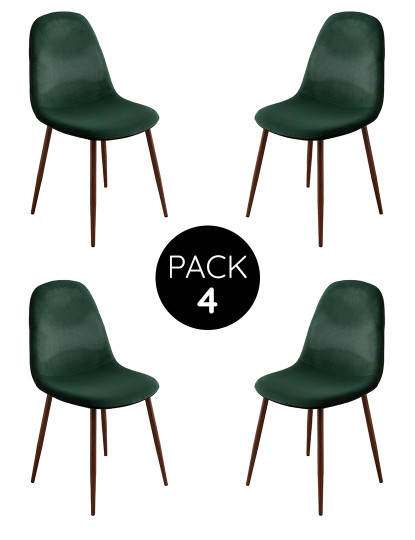 imagem de Pack 4 Cadeiras Oslo Veludo Madeira Verde1
