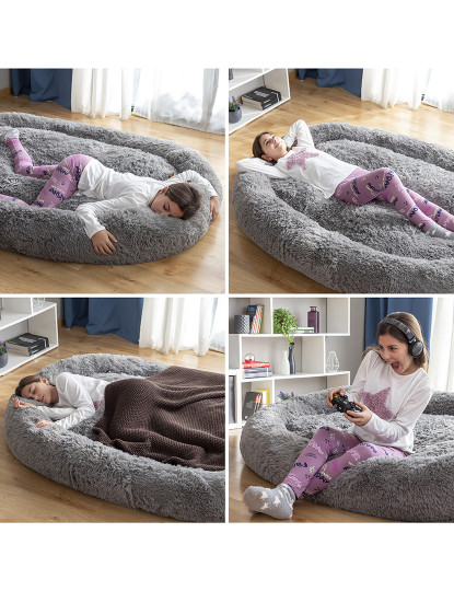 imagem de Cama para Cães para Humanos InnovaGoods Cama Cinzenta para Cães para Humanos | Cama para Cão Humano XXL InnovaGoods Cinzento6