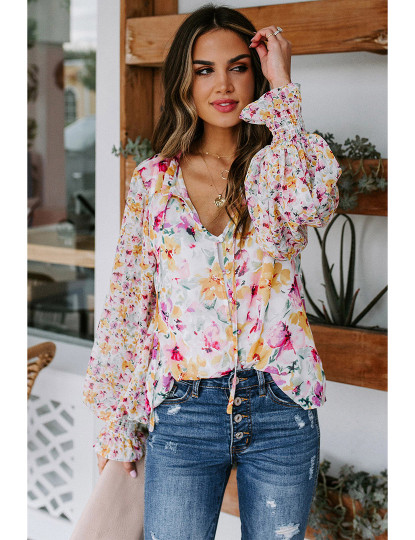 imagem de Blusa de Senhora Estampa rosa e flores1