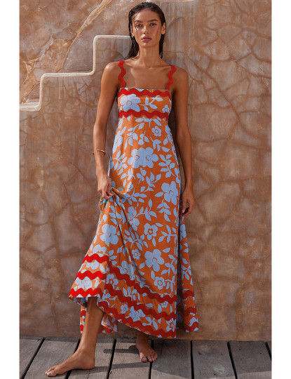 imagem de Vestido de Senhora Laranja Floral3