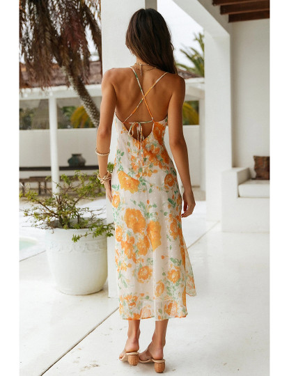 imagem de Vestido de Senhora Estampa Floral Laranja2